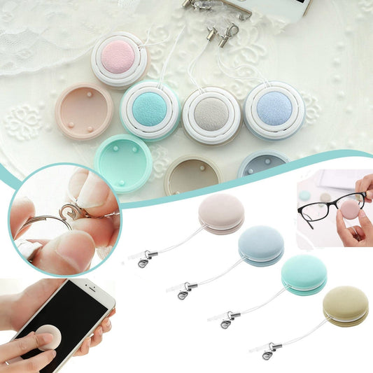 Macaron Shape Screen Cleaner Glasses Cleaning Cloth Keychain Portable Glasses Lens Wipes Phone Leaning Wipes Mini Candy Color